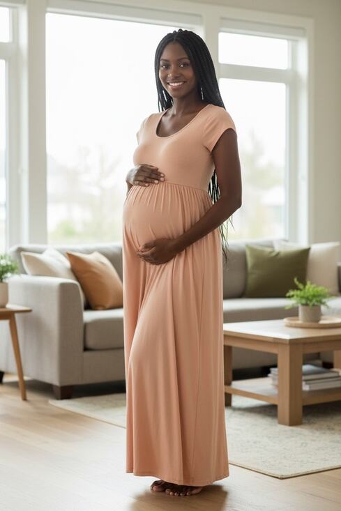 Pink Blush Dresses & Skirts - Pink Blush Maternity Maxi Dress Size Medium Empire Waist Short Sleeve
